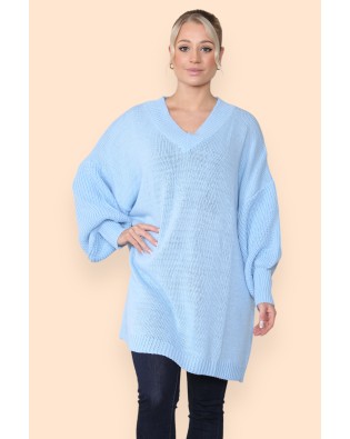 8255 BALLOON SLEEVE V NECK JUMPER